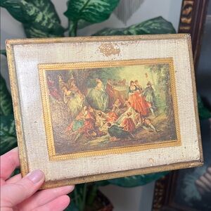 Vintage Italian Florentine Gold Gilt Wood Decoupage Wall Plaque Wall Art